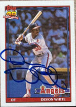 Devon White Signed 1991 Topps Baseball Card - California Angels - PastPros