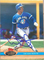 Devon White Signed 1991 Topps Stadium Club Baseball Card - Toronto Blue Jays - PastPros