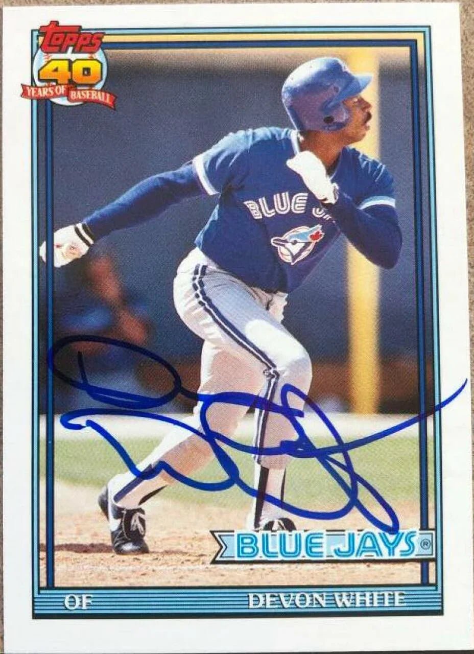 Devon White Signed 1991 Topps Traded Baseball Card - Toronto Blue Jays