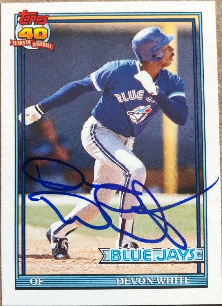 Devon White Signed 1991 Topps Traded Baseball Card - Toronto Blue Jays - PastPros