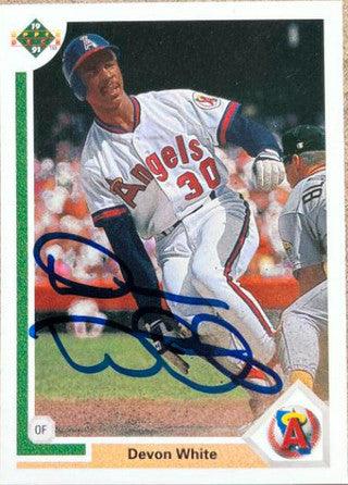 Devon White Signed 1991 Upper Deck Baseball Card - California Angels - PastPros