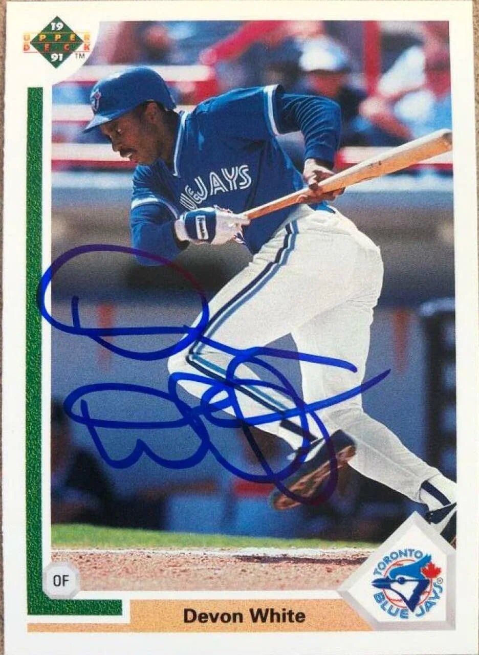 Devon White Signed 1991 Upper Deck Baseball Card - Toronto Blue Jays