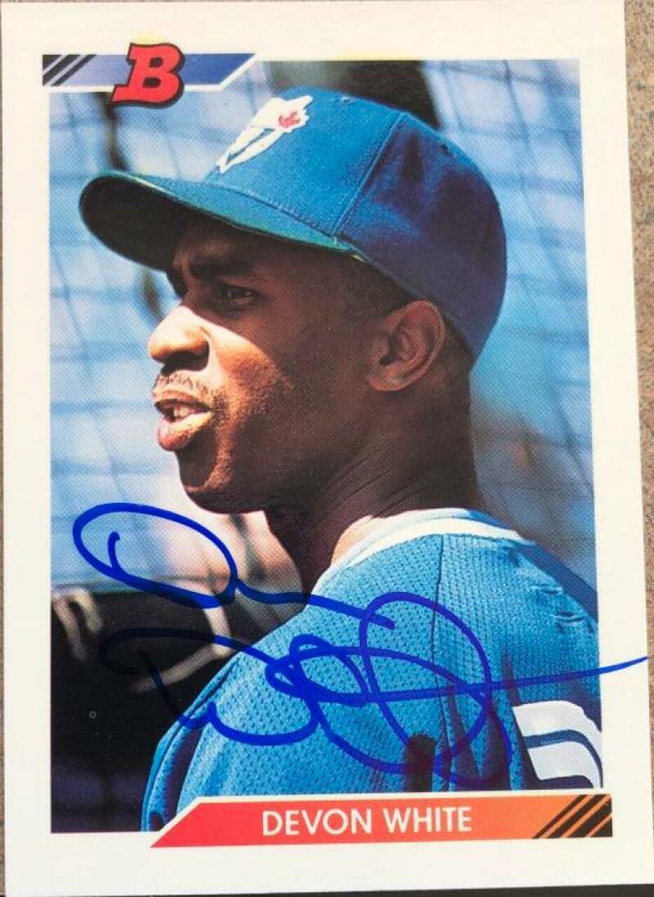 Devon White Signed 1992 Bowman Baseball Card - Toronto Blue Jays - PastPros