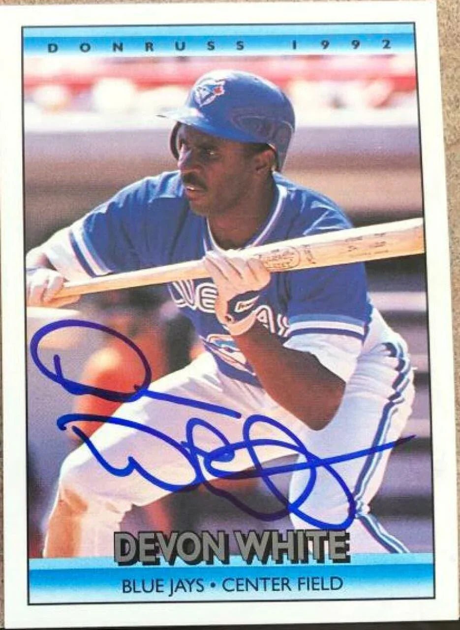Devon White Signed 1992 Donruss Baseball Card - Toronto Blue Jays