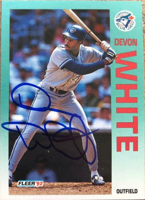 Devon White Signed 1992 Fleer Baseball Card - Toronto Blue Jays