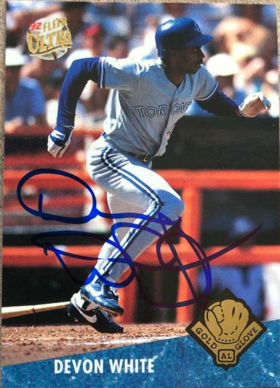 Devon White Signed 1992 Fleer Ultra Award Winners Baseball Card - Toronto Blue Jays - PastPros