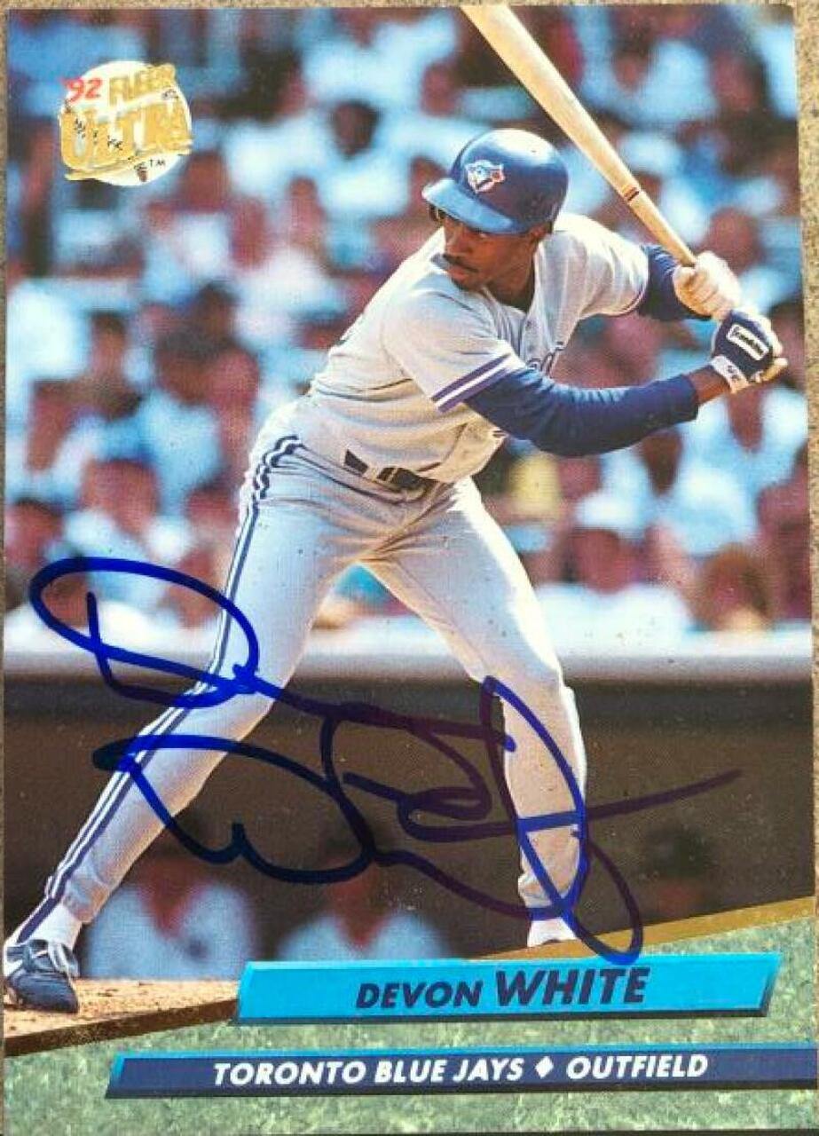 Devon White Signed 1992 Fleer Ultra Baseball Card - Toronto Blue Jays - PastPros