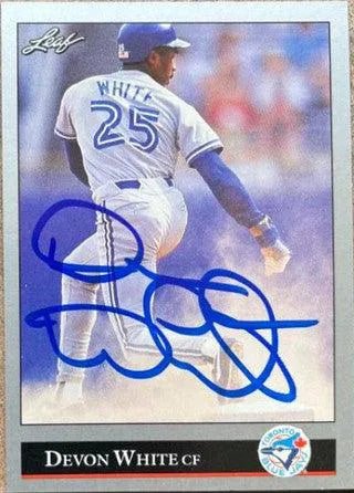 Devon White Signed 1992 Leaf Baseball Card - Toronto Blue Jays