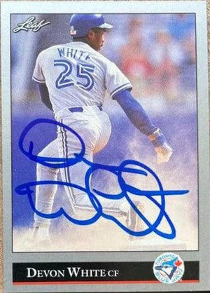 Devon White Signed 1992 Leaf Baseball Card - Toronto Blue Jays