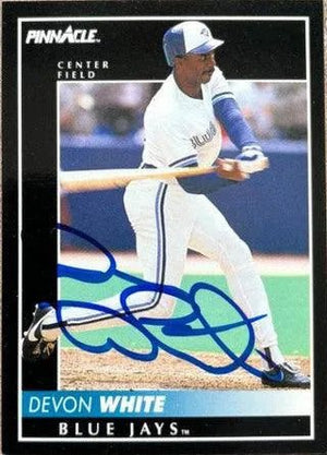 Devon White Signed 1992 Pinnacle Baseball Card - Toronto Blue Jays