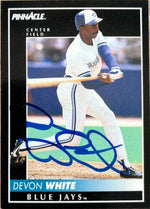 Devon White Signed 1992 Pinnacle Baseball Card - Toronto Blue Jays - PastPros