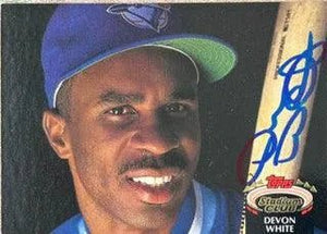 Devon White Signed 1992 Stadium Club Baseball Card - Toronto Blue Jays