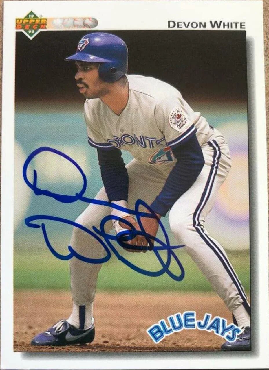Devon White Signed 1992 Upper Deck Baseball Card - Toronto Blue Jays