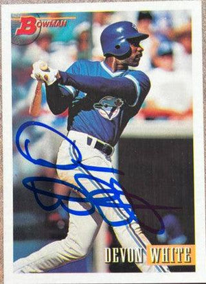Devon White Signed 1993 Bowman Baseball Card - Toronto Blue Jays - PastPros