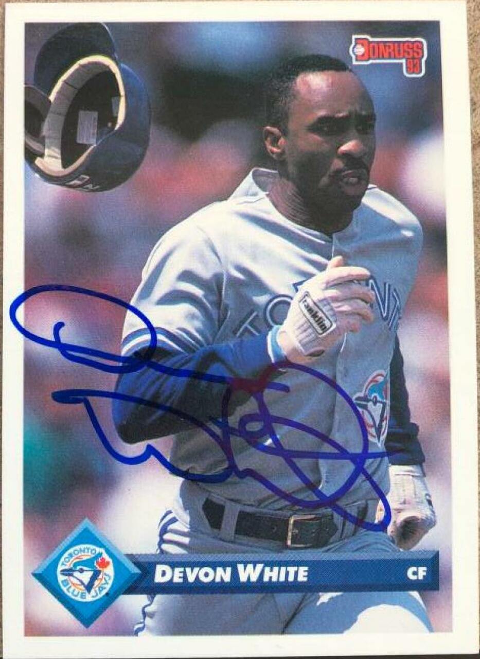 Devon White Signed 1993 Donruss Baseball Card - Toronto Blue Jays - PastPros