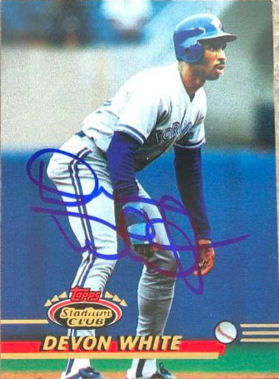 Devon White Signed 1993 Stadium Club Baseball Card - Toronto Blue Jays
