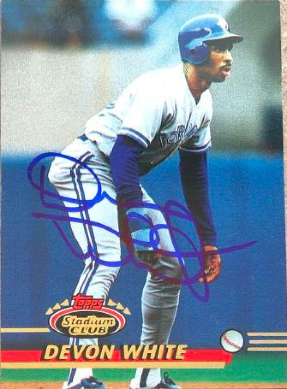 Devon White Signed 1993 Stadium Club Baseball Card - Toronto Blue Jays - PastPros