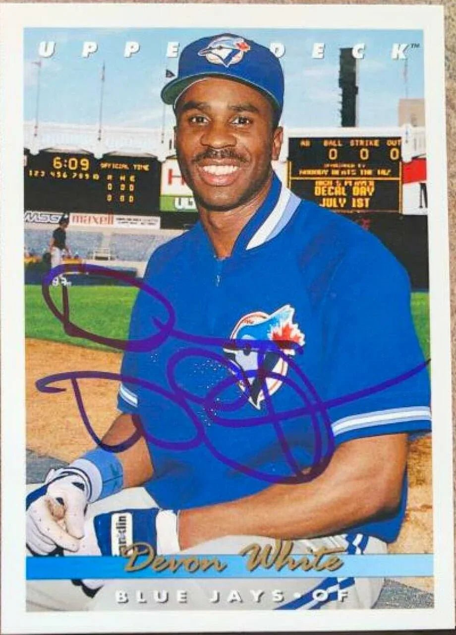 Devon White Signed 1993 Upper Deck Baseball Card - Toronto Blue Jays