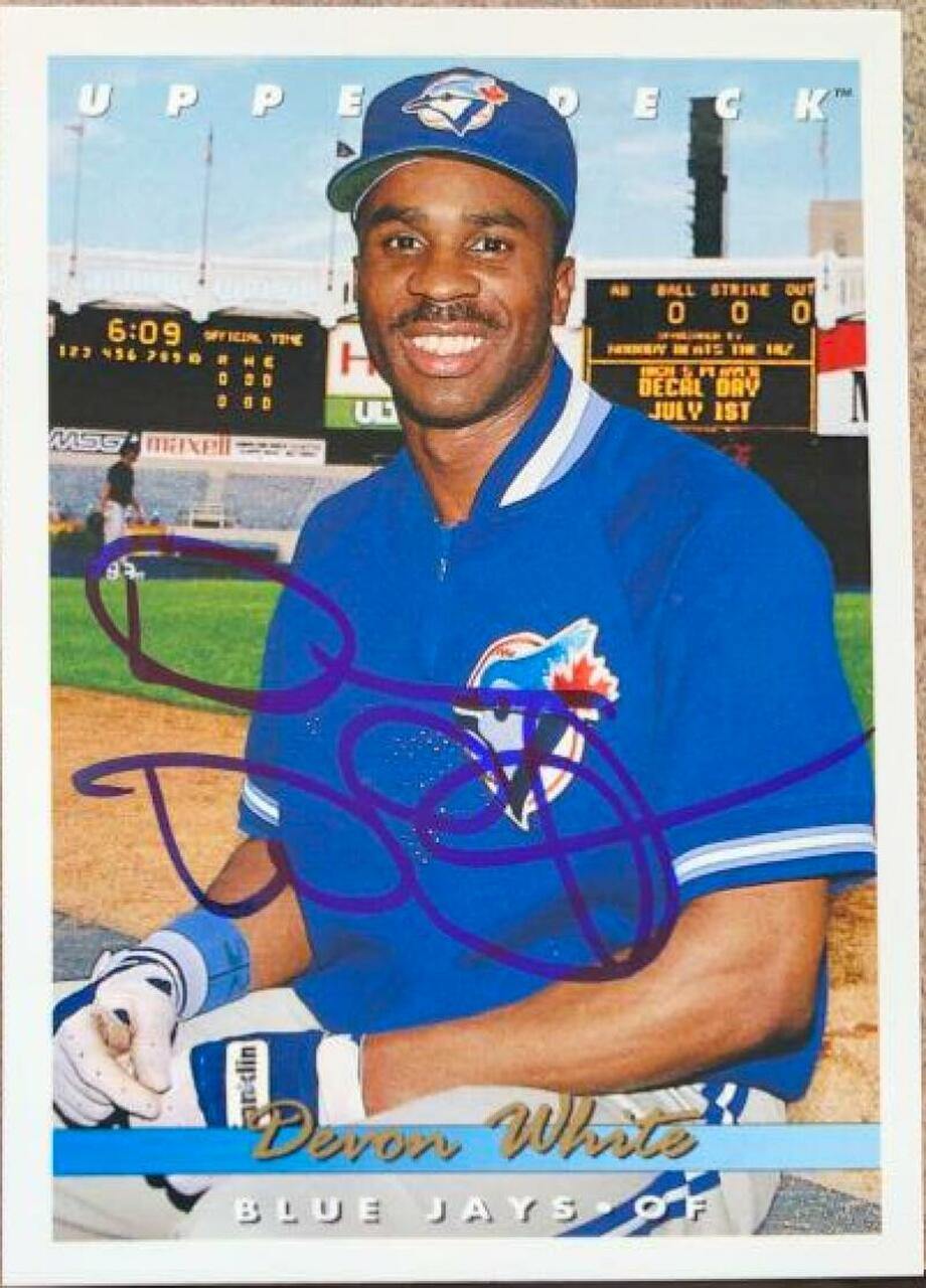 Devon White Signed 1993 Upper Deck Baseball Card - Toronto Blue Jays - PastPros