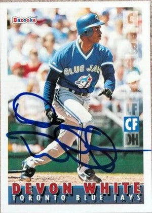 Devon White Signed 1995 Bazooka Baseball Card - Toronto Blue Jays