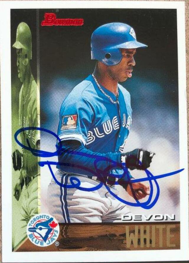 Devon White Signed 1995 Bowman Baseball Card - Toronto Blue Jays - PastPros