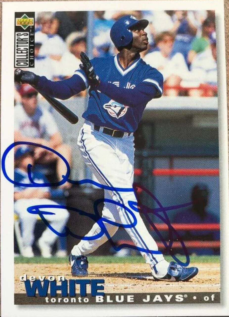 Devon White Signed 1995 Collector's Choice Baseball Card - Toronto Blue Jays