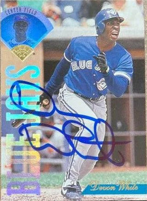 Devon White Signed 1995 Leaf Baseball Card - Toronto Blue Jays