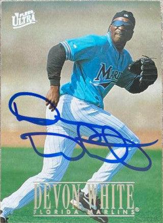 Devon White Signed 1996 Fleer Ultra Baseball Card - Florida Marlins - PastPros