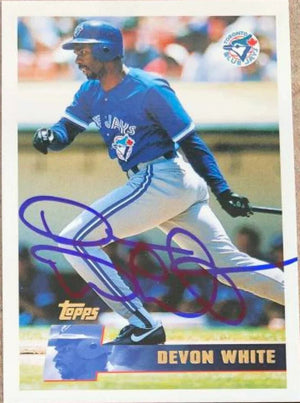 Devon White Signed 1996 Topps Baseball Card - Toronto Blue Jays