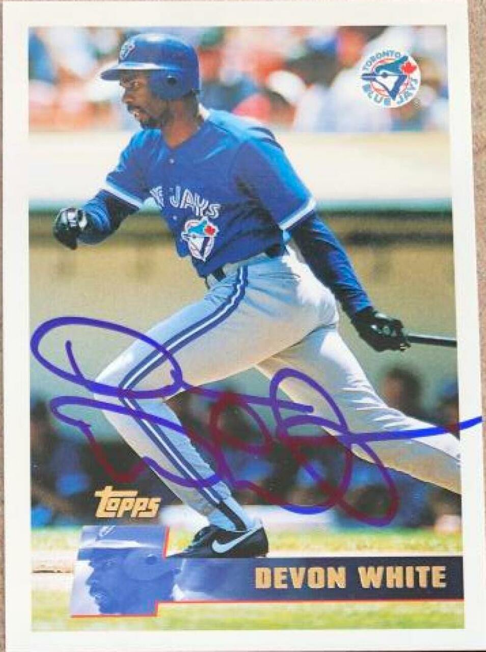 Devon White Signed 1996 Topps Baseball Card - Toronto Blue Jays - PastPros