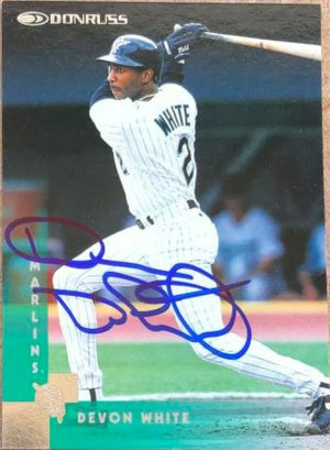 Devon White Signed 1997 Donrus Baseball Card - Florida Marlins - PastPros