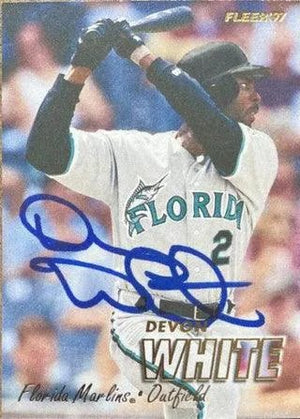 Devon White Signed 1997 Fleer Baseball Card - Florida Marlins