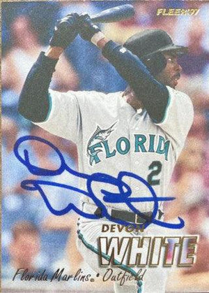 Devon White Signed 1997 Fleer Baseball Card - Florida Marlins - PastPros