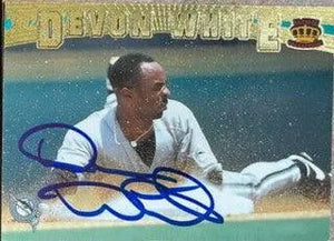 Devon White Signed 1997 Pacific Crown Collection Baseball Card - Florida Marlins