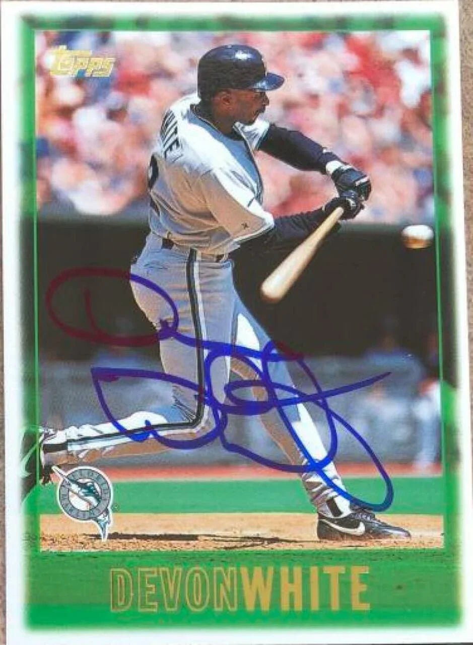 Devon White Signed 1997 Topps Baseball Card - Florida Marlins