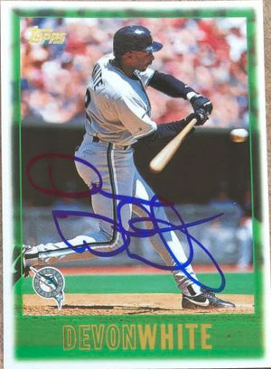 Devon White Signed 1997 Topps Baseball Card - Florida Marlins - PastPros