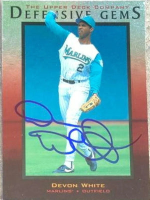 Devon White Signed 1997 Upper Deck Baseball Card - Florida Marlins - #151