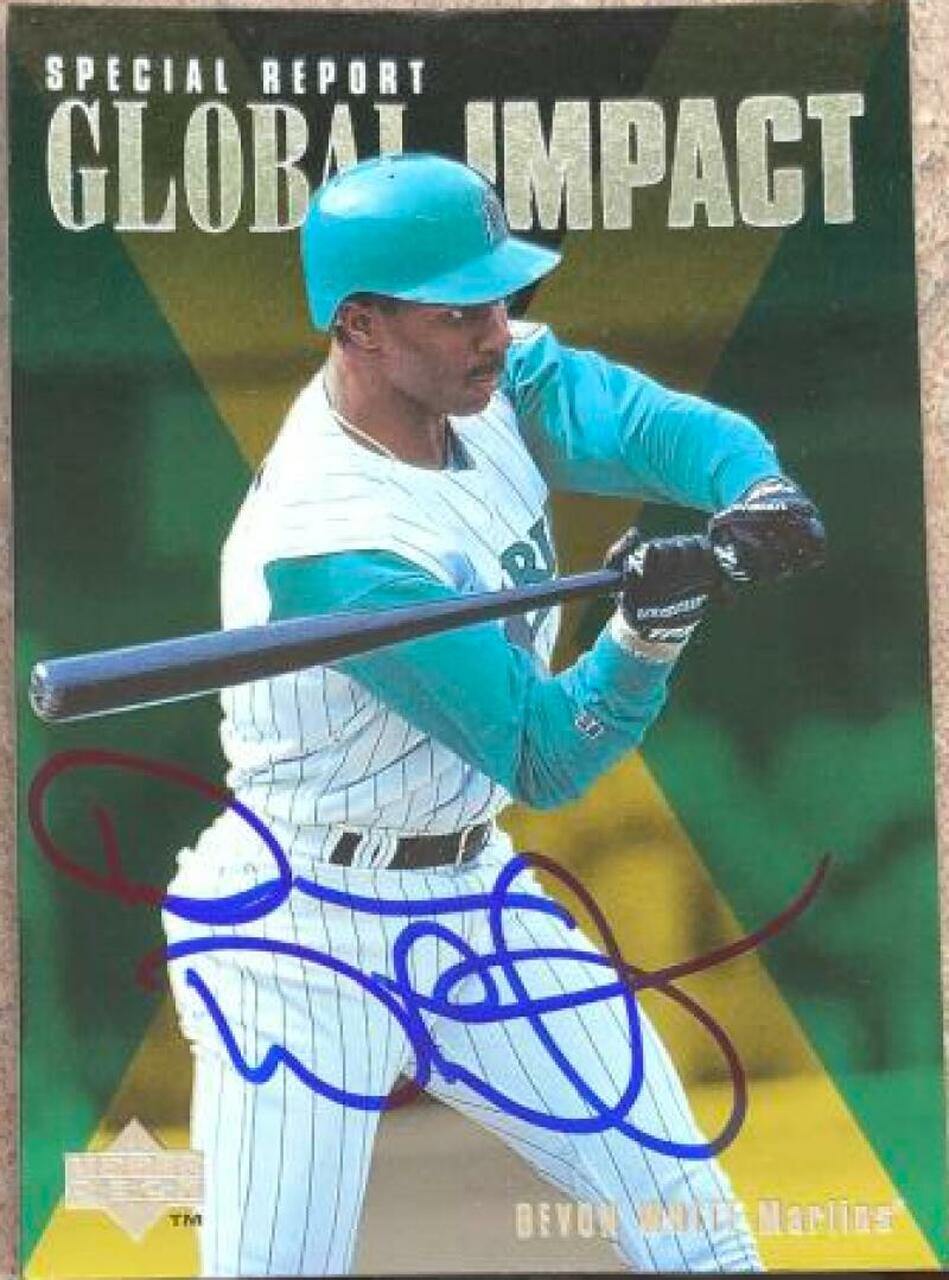 Devon White Signed 1997 Upper Deck Baseball Card - Florida Marlins - #191 - PastPros