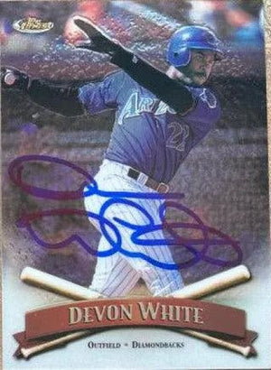 Devon White Signed 1998 Topps Finest Baseball Card - Arizona Diamondbacks
