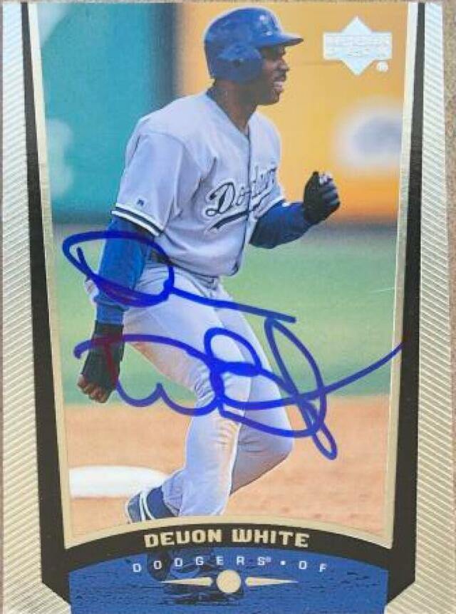 Devon White Signed 1999 Upper Deck Baseball Card - Los Angeles Dodgers - PastPros