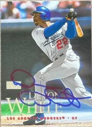 Devon White Signed 2000 Skybox Baseball Card - Los Angeles Dodgers
