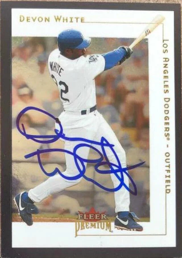 Devon White Signed 2001 Fleer Premium Baseball Card - Los Angeles Dodgers