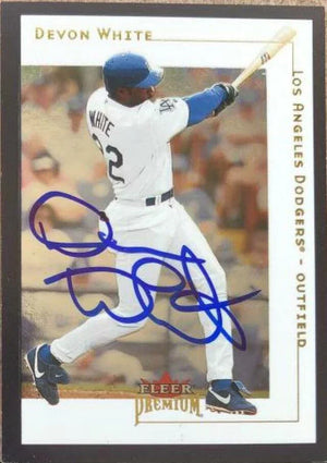 Devon White Signed 2001 Fleer Premium Baseball Card - Los Angeles Dodgers - PastPros