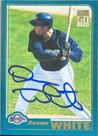 Devon White Signed 2001 Topps Traded Baseball Card - Milwaukee Brewers - PastPros