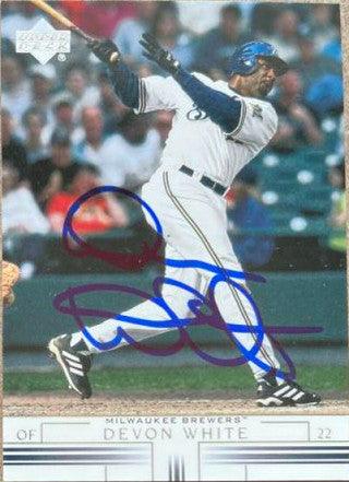 Devon White Signed 2002 Upper Deck Baseball Card - Milwaukee Brewers - PastPros
