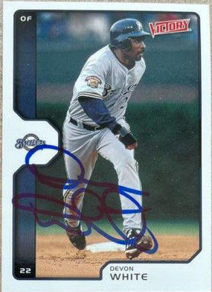 Devon White Signed 2002 Upper Deck Victory Baseball Card - Milwaukee Brewers - PastPros