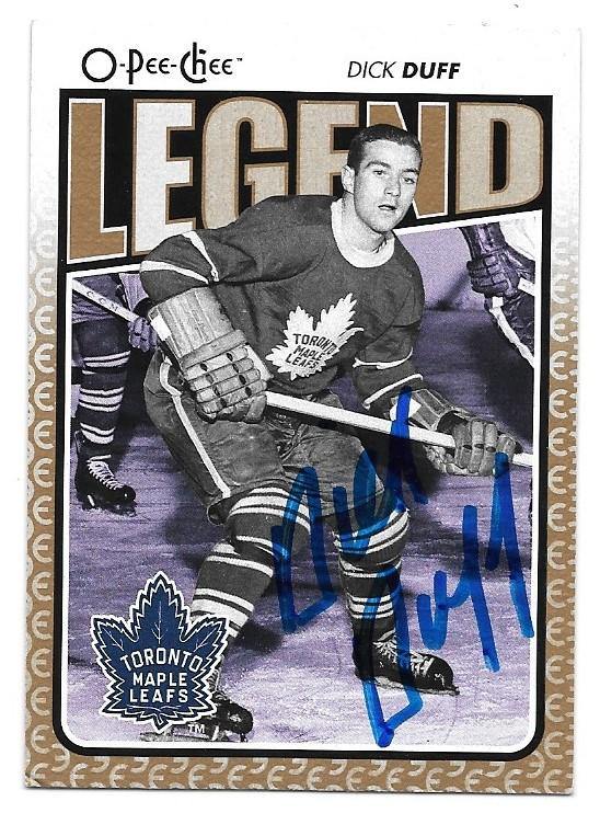 Dick Duff Signed 2009-10 O-Pee-Chee Hockey Card - Toronto Maple Leafs - PastPros