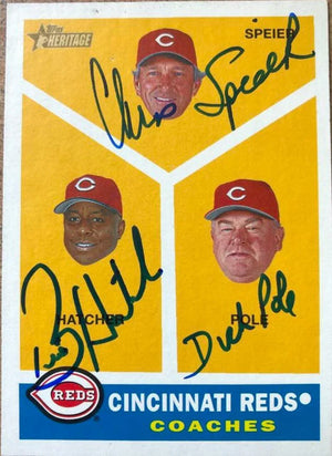 Dick Pole, Chris Speier, Billy Hatcher Signed 2009 Topps Heritage Baseball Card - Cincinnati Reds - PastPros