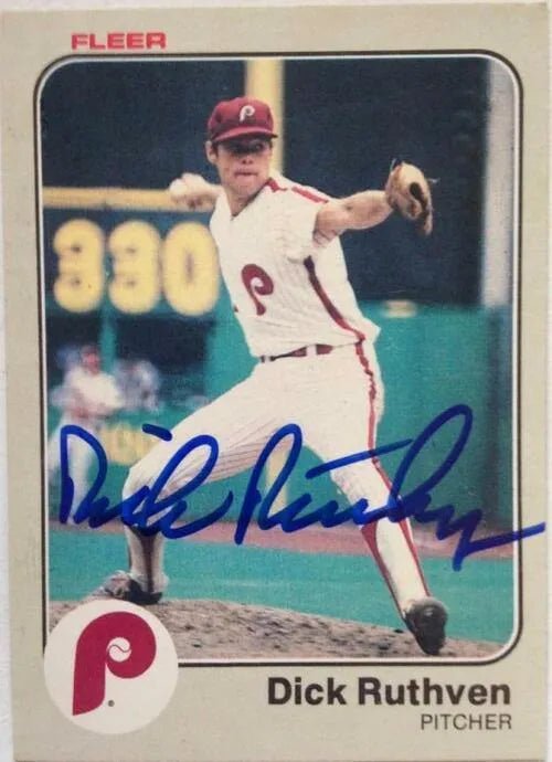 Dick Ruthven Signed 1983 Fleer Baseball Card - Philadelphia Phillies