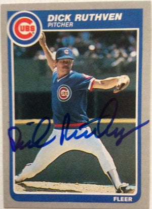 Dick Ruthven Signed 1985 Fleer Baseball Card - Chicago Cubs - PastPros